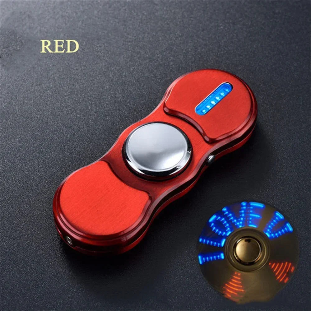 Hand Spinner USB Electric Lighter LED Strips Finger Spinner Plasma Arc Lighters Metal Windproof Tungsten Turbo Pulsed Lighter