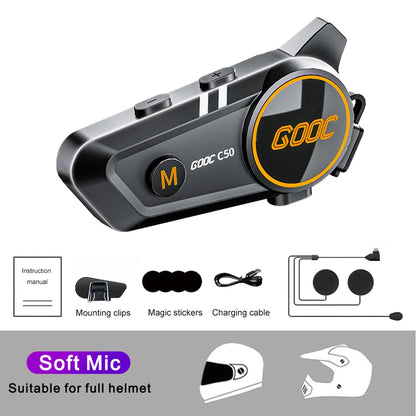 1/2X Motorcycle Helmet Intercom Bluetooth 5.3 Headset Waterproof 300M Intercomunicador Speaker Wireless Handsfree Interphone