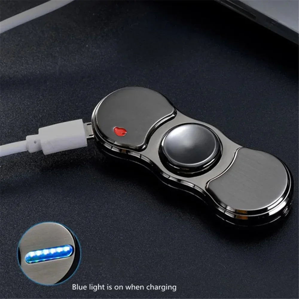 Hand Spinner USB Electric Lighter LED Strips Finger Spinner Plasma Arc Lighters Metal Windproof Tungsten Turbo Pulsed Lighter
