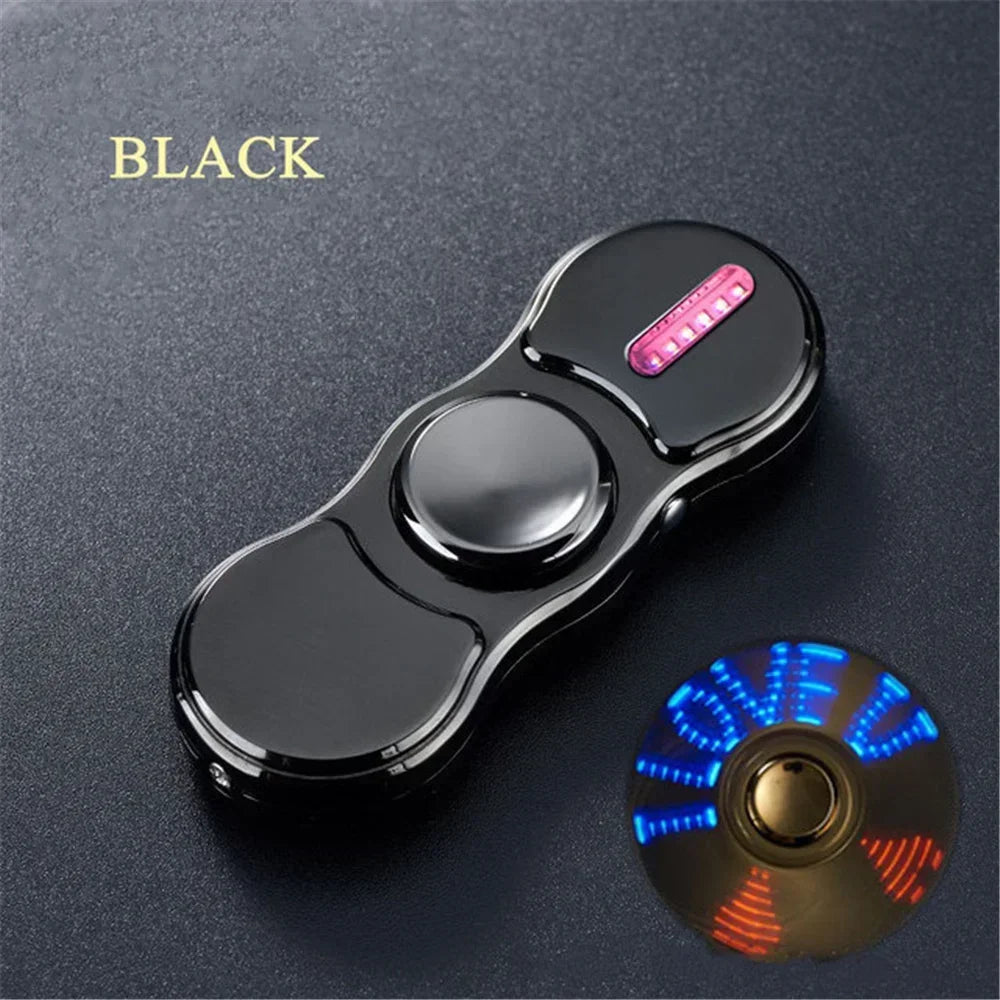 Hand Spinner USB Electric Lighter LED Strips Finger Spinner Plasma Arc Lighters Metal Windproof Tungsten Turbo Pulsed Lighter