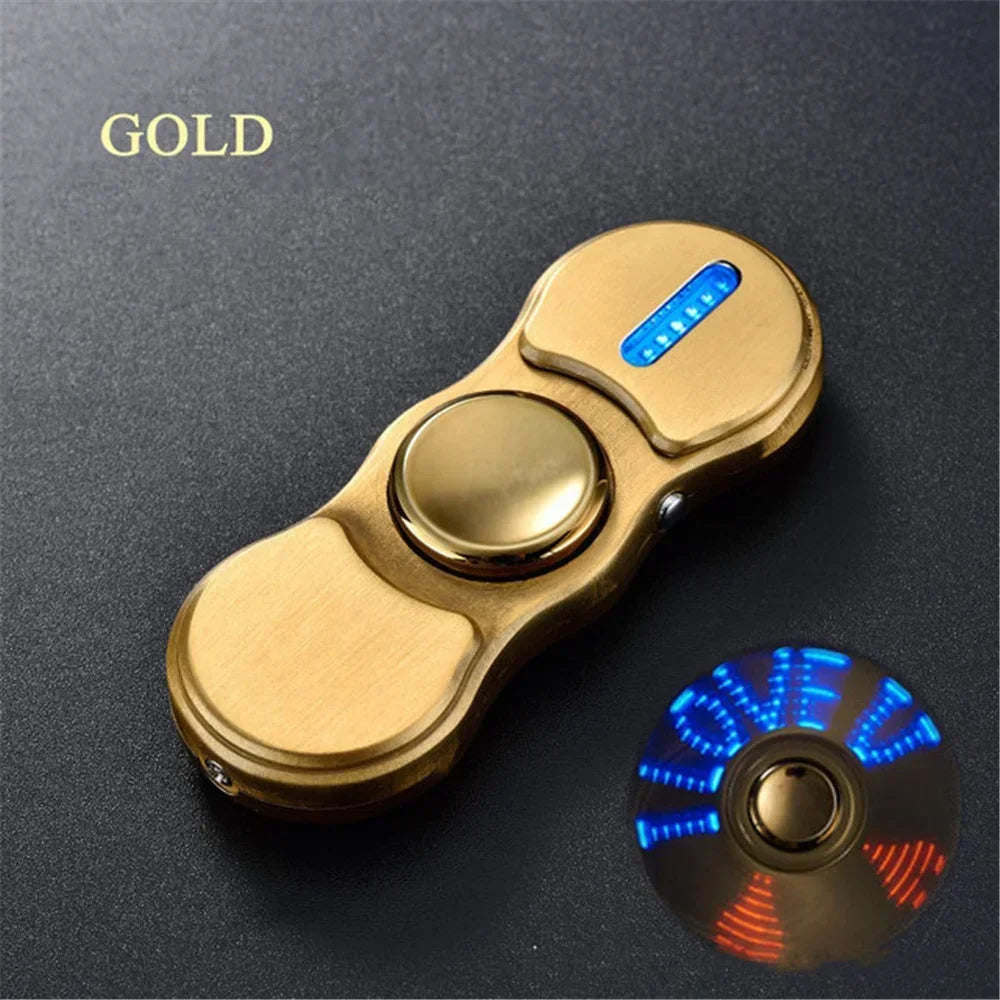 Hand Spinner USB Electric Lighter LED Strips Finger Spinner Plasma Arc Lighters Metal Windproof Tungsten Turbo Pulsed Lighter