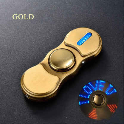 Hand Spinner USB Electric Lighter LED Strips Finger Spinner Plasma Arc Lighters Metal Windproof Tungsten Turbo Pulsed Lighter