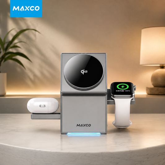 Qi2 3-in-1 Wireless Charging Station | Fast Magnetic Charger for iPhone, Apple Watch & AirPods