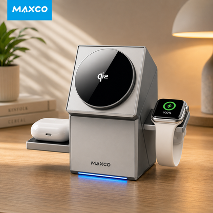 Qi2 3-in-1 Wireless Charging Station | Fast Magnetic Charger for iPhone, Apple Watch & AirPods