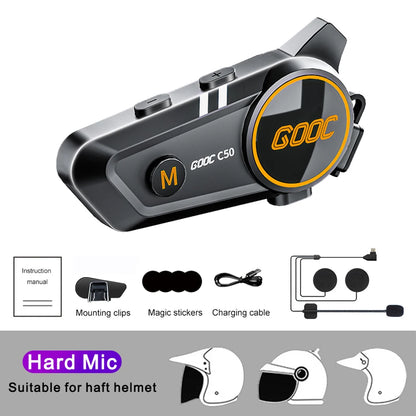 1/2X Motorcycle Helmet Intercom Bluetooth 5.3 Headset Waterproof 300M Intercomunicador Speaker Wireless Handsfree Interphone