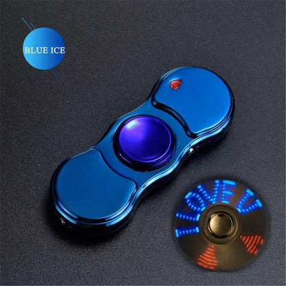 Hand Spinner USB Electric Lighter LED Strips Finger Spinner Plasma Arc Lighters Metal Windproof Tungsten Turbo Pulsed Lighter