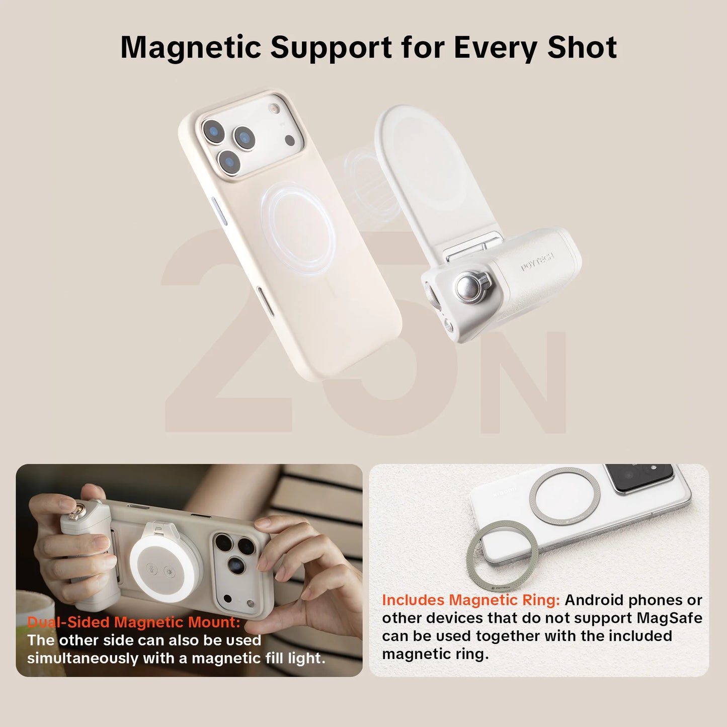 Magcam 1& 2 Phone Grip 3-In-1Camera Phone Grip Modular Kit Bluetooth Remote