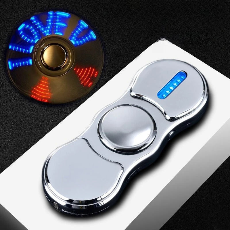 Hand Spinner USB Electric Lighter LED Strips Finger Spinner Plasma Arc Lighters Metal Windproof Tungsten Turbo Pulsed Lighter