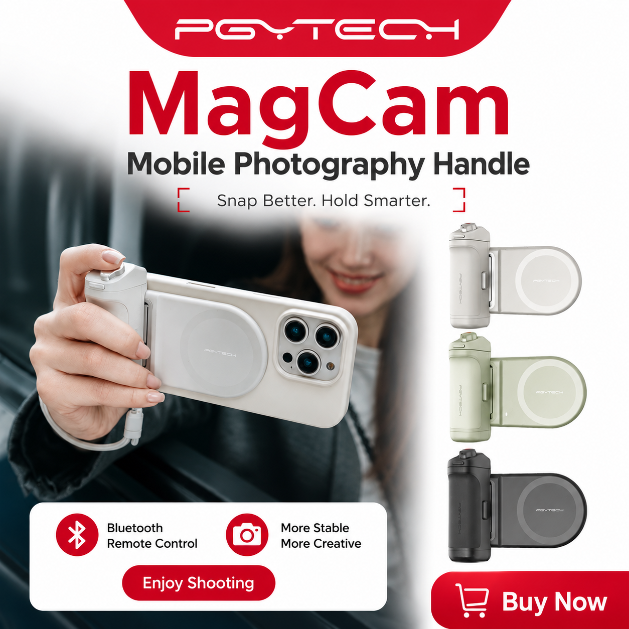 MagCam 3-in-1 Magnetic Camera Grip for iPhone & Smartphones